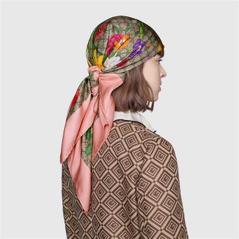 gucci silk scarf pink|Gucci scarf unisex.